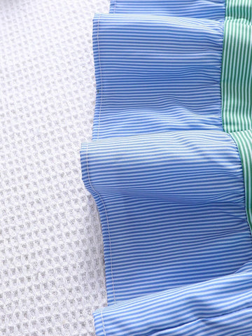 Young Girl's Spaghetti Strap Colorblock Striped Dress