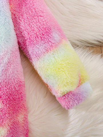 Young Girls Spring/Autumn New Stylish Warm Tie Dye Fluffy Casual Dress Sweatshirt