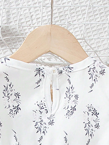 Young Girls' Spring/Summer Comfortable, Casual, Elegant Floral Printed Dress