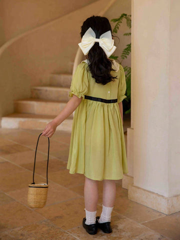 Young Girls' Spring/Summer Lace Edge Round Neck Casual Dress