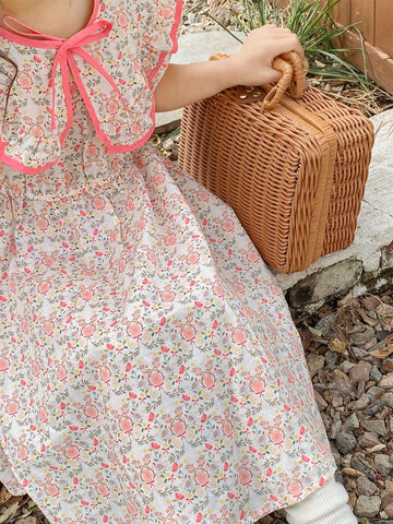 Young Girl's Spring/Summer Thin Floral Short Sleeve Casual Dress