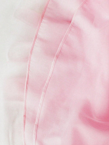 Young Girls' Spring Autumn Stretchy Pink Long Sleeve Dress With Two Layers Of Pink Mesh Fabric On The Chest And Round Neck