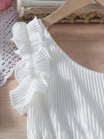 Young Girl's Stylish Cold Shoulder White Dress