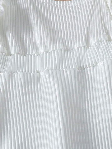 Young Girl's Stylish Cold Shoulder White Dress