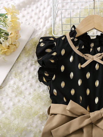 Young Girls" Stylish Printed Ruffle Sleeve Jumpsuit