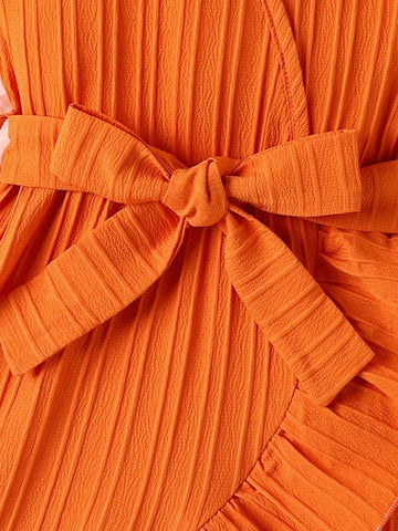 Young Girl's Stylish Vacation Belted Cami Dress