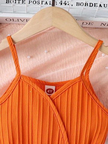 Young Girl's Stylish Vacation Belted Cami Dress