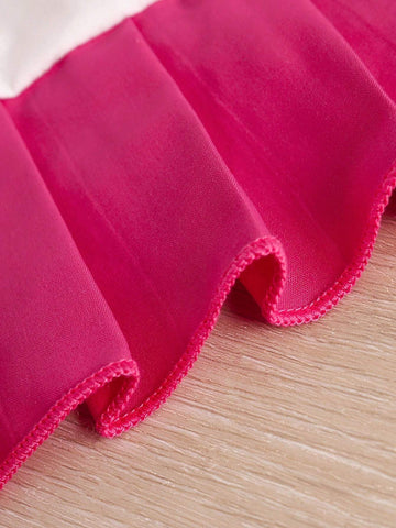 Young Girls' Stylish & Cute Floral Print Ruffle Armhole Dress With Vacation Style, Summer