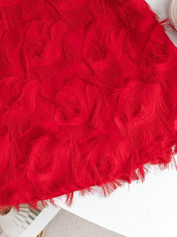 Young Girl's Summer Casual And Comfortable Fringed Halterneck Dress With An Elegant Taste