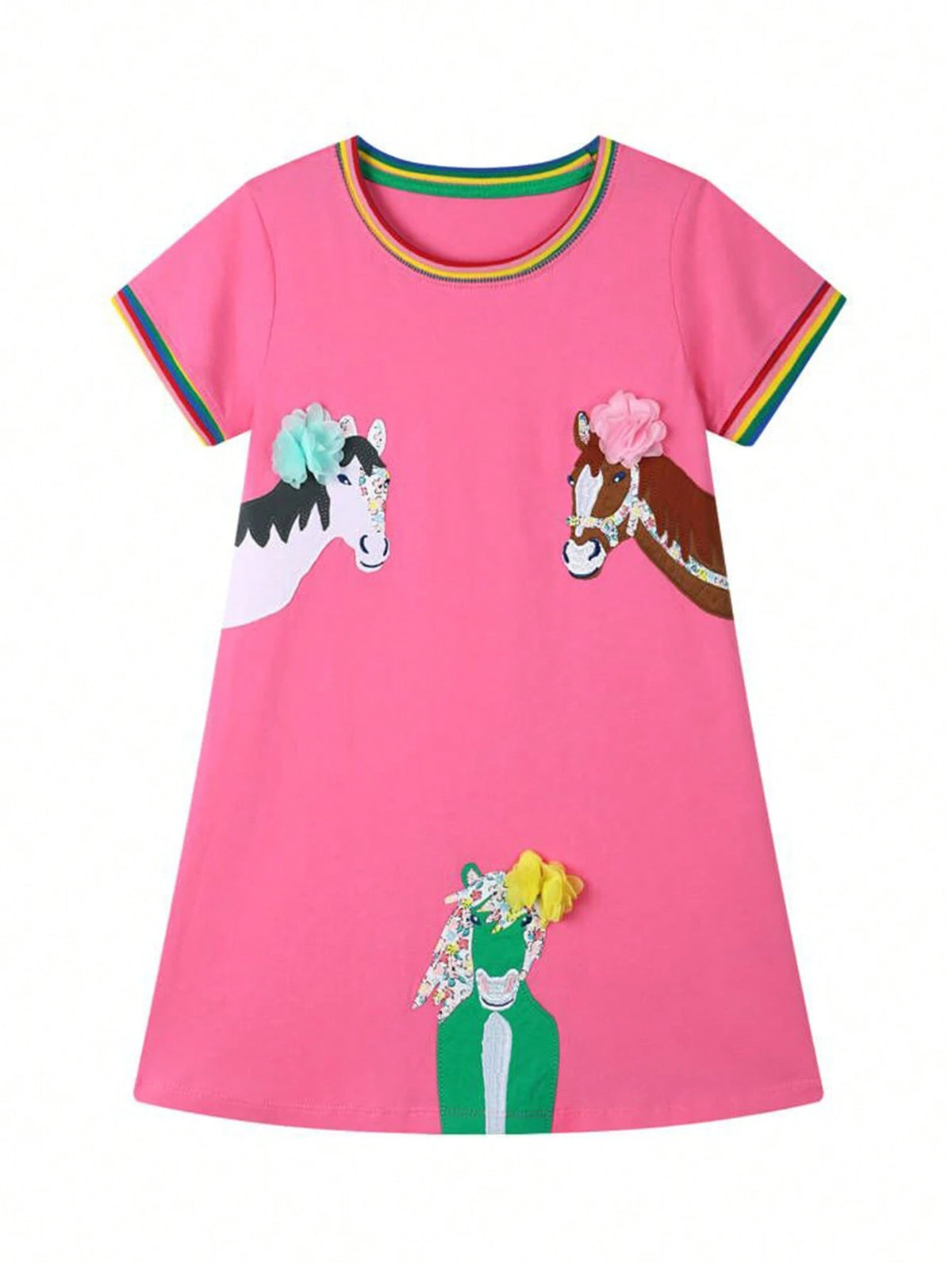 Young Girl's Summer Casual And Comfortable Unicorn Cartoon Printed Dress