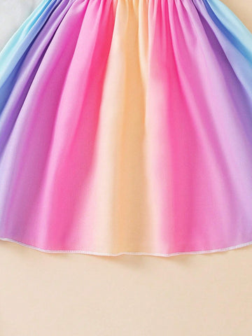Young Girl's Summer Casual Color Block Spaghetti Strap Dress
