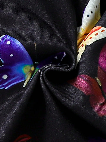 Young Girls" Summer Casual T-Shirt Dress With Butterfly Prints And Short Sleeves