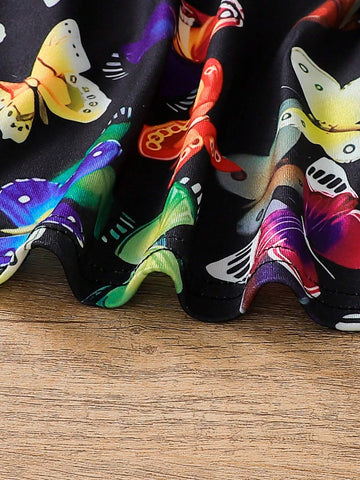 Young Girls" Summer Casual T-Shirt Dress With Butterfly Prints And Short Sleeves