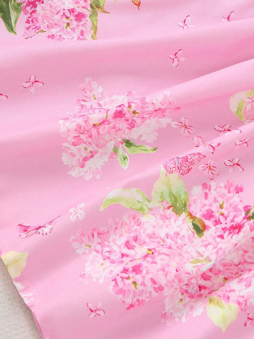 Young Girls' Summer Dress With Ruffle Hem And Floral Print