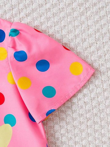 Young Girls' Summer Floral & Polka Dot Printed Sleeveless Dress, Cute Vacation Style