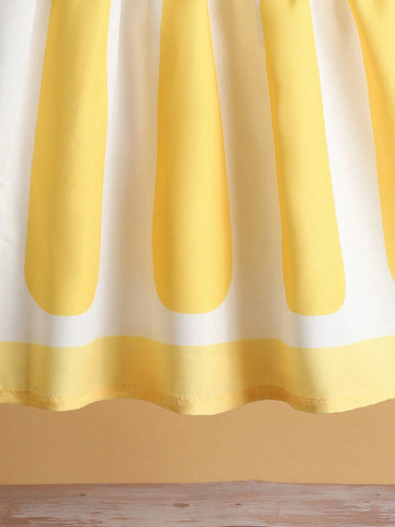 Young Girls' Summer Fresh Lemon Patterned Sleeveless Dress