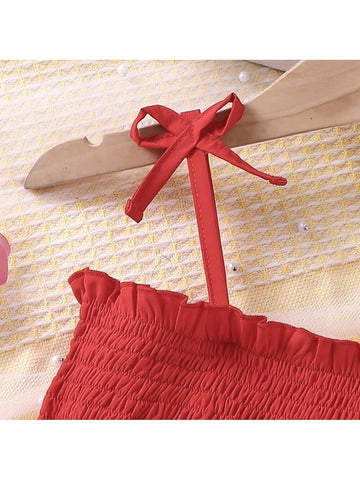 Young Girls Summer Holiday Colorful Strap Dress