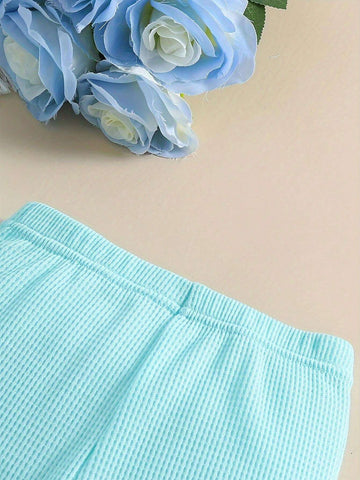 Young Girls' Summer Letter Print Short Sleeve T-Shirt And Flared Pants Fashion Two-Piece Set