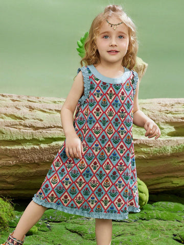 Young Girls Summer Lightweight Breathable Princess Cute Floral Dress