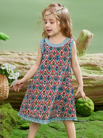 Young Girls Summer Lightweight Breathable Princess Cute Floral Dress