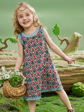 Young Girls Summer Lightweight Breathable Princess Cute Floral Dress