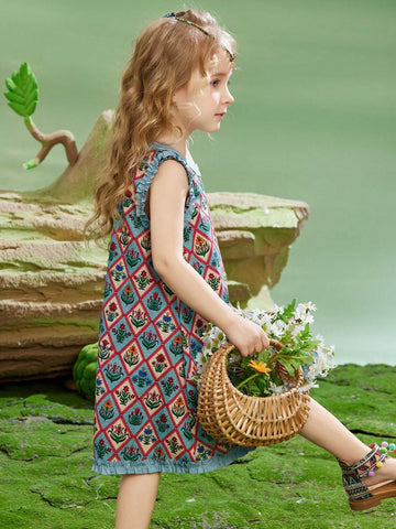 Young Girls Summer Lightweight Breathable Princess Cute Floral Dress