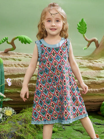 Young Girls Summer Lightweight Breathable Princess Cute Floral Dress