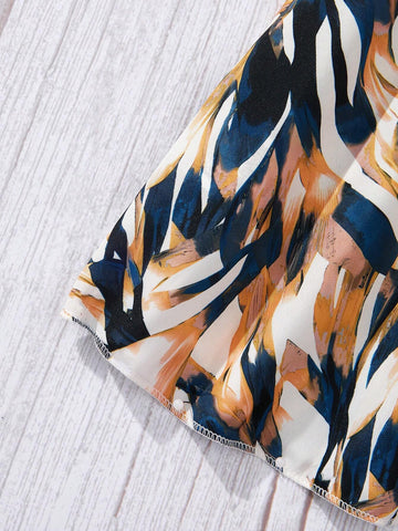 Young Girls' Summer New Arrivals Random Printed Asymmetric Dress