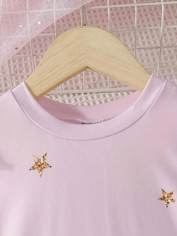 Young Girls' Summer New Cute Cartoon Unicorn Printed Flare Sleeve Round Neck Dress