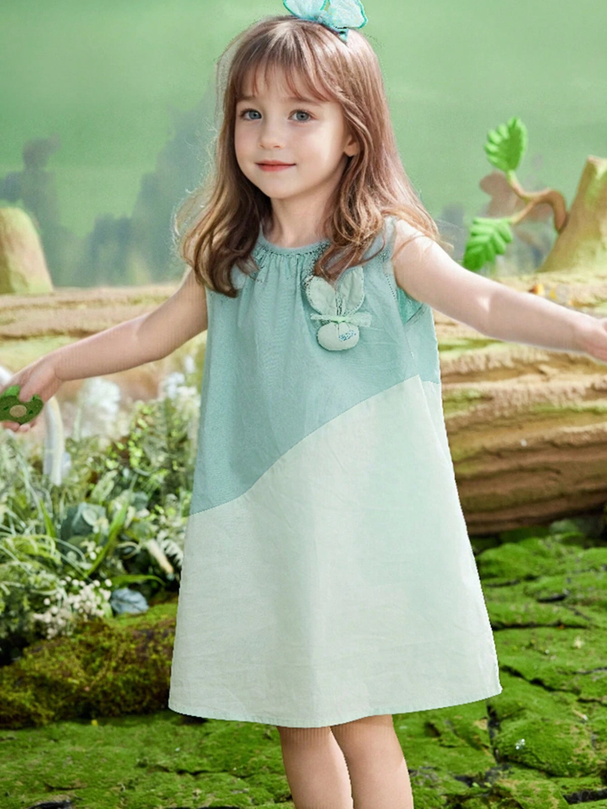 Young Girls Summer Patchwork Sleeveless Cute Vest Dress