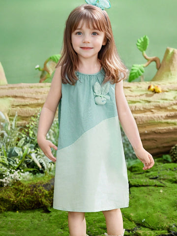 Young Girls Summer Patchwork Sleeveless Cute Vest Dress