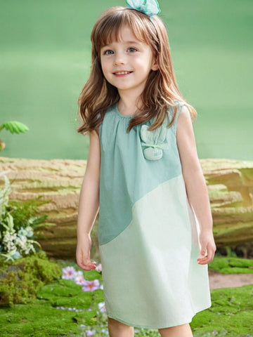 Young Girls Summer Patchwork Sleeveless Cute Vest Dress