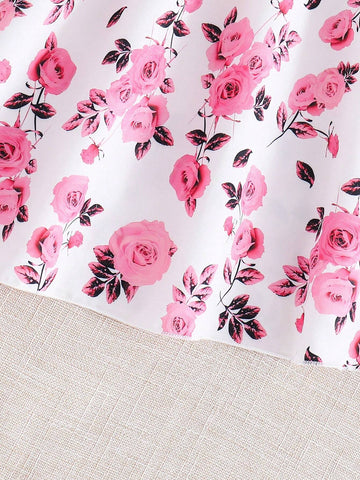 Young Girl's Summer Romantic Floral Print Spaghetti Strap Dress