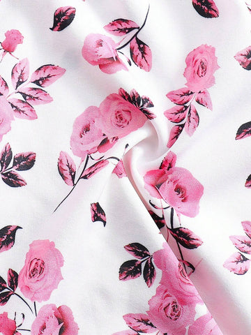 Young Girl's Summer Romantic Floral Print Spaghetti Strap Dress