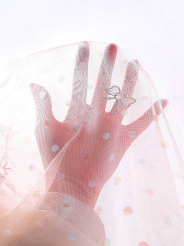 Young Girl's Summer Shiny Silver Sequin Mesh Patchwork Dress