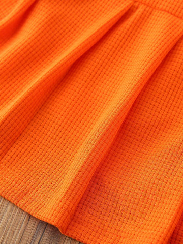 Young Girls' Summer Solid Color Casual Sleeveless Dress With Pleated Hem