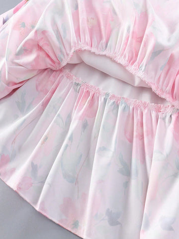 Young Girls' Summer Sweet Rose Color Princess Dress, Tutu Skirt