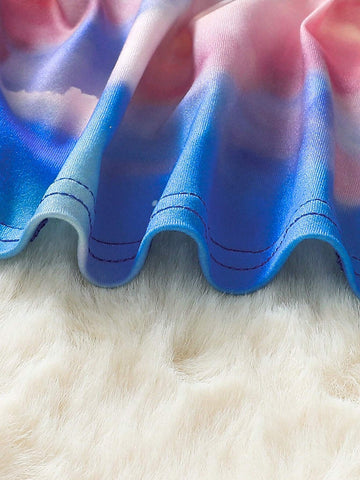 Young Girls" Summer Unicorn Printed Short Sleeve Casual T-Shirt Dress With Round Neck