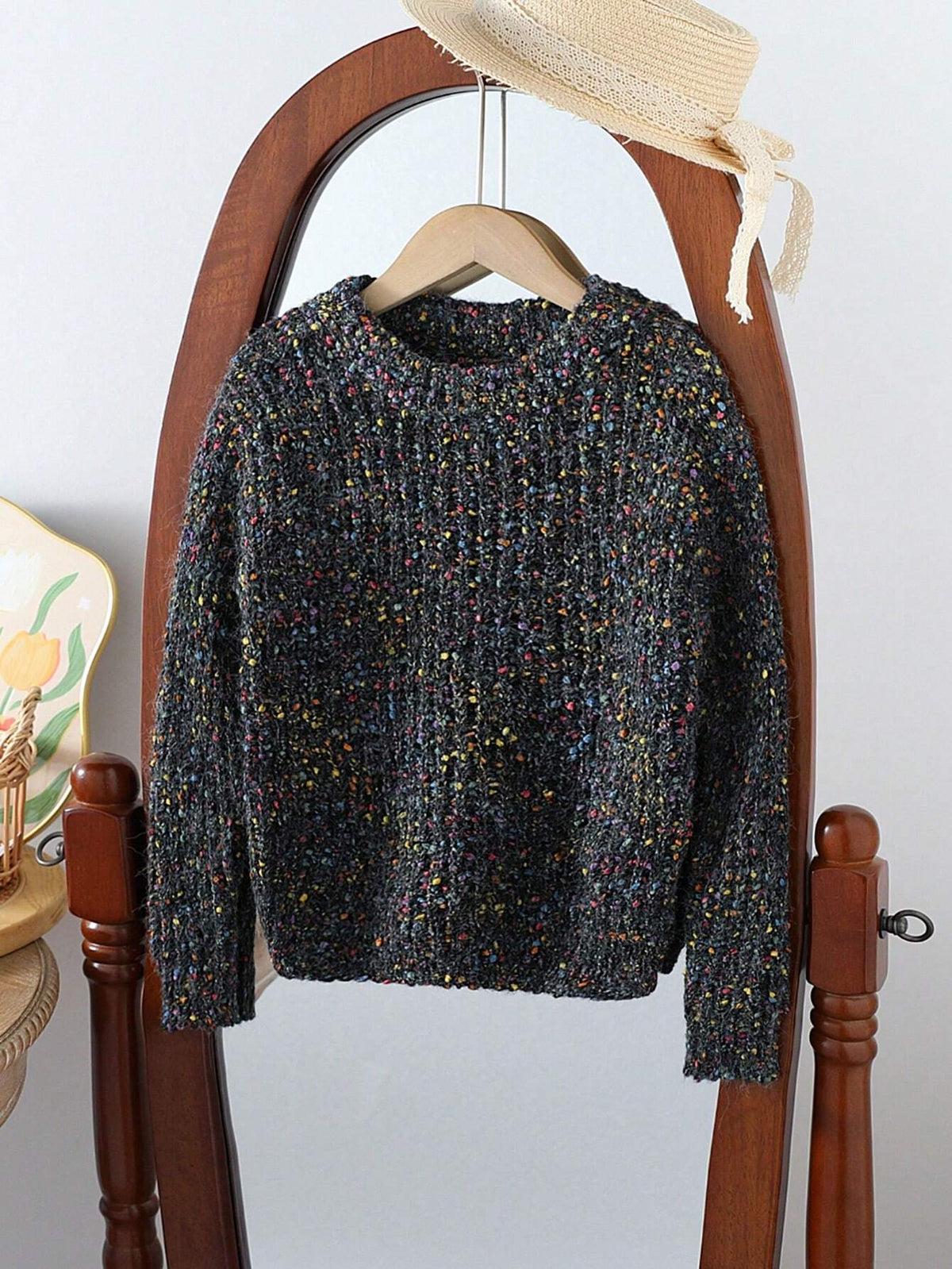 Young Girls Sweaters - Adorable Double Layer Crew Neck Knitted Pullover, Elegant And Fashionable, Suitable For Daily Outings And Travel, Warm For Autumn/Winter