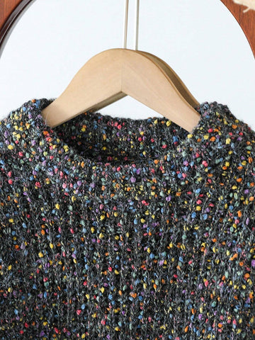 Young Girls Sweaters - Adorable Double Layer Crew Neck Knitted Pullover, Elegant And Fashionable, Suitable For Daily Outings And Travel, Warm For Autumn/Winter