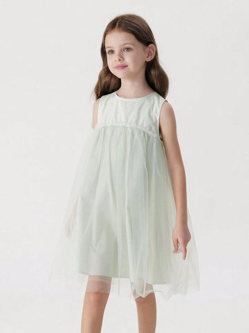 Young Girls Sweet And 3D Bowknot Mesh Top Dress Princess Dress, Summer