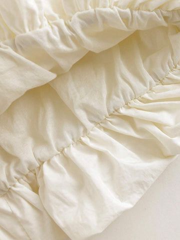 Young Girls" Sweet And Lovely Bowknot & Lace Sleeveless Ruffle Neck Blouse For Summer