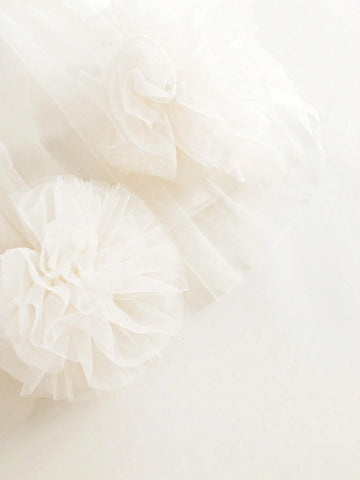 Young Girls' Sweet And Romantic 3D Flower Skirt Mesh Round Neck Sleeveless Dress, Summer