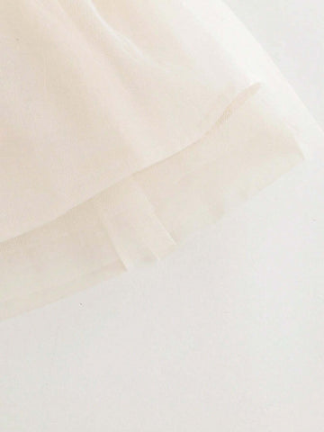 Young Girls Sweet Lace Collar Mesh Splice Princess Dress, Summer