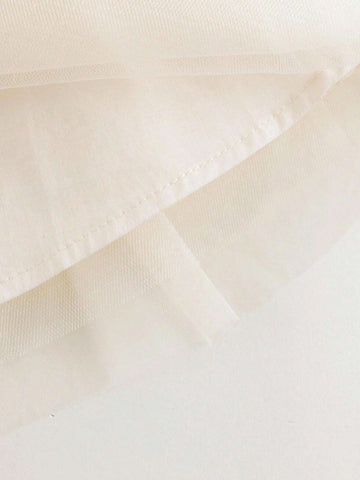 Young Girls Sweet Lace Collar Mesh Splice Princess Dress, Summer