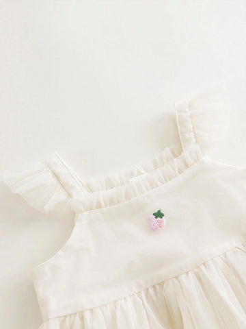 Young Girls' Sweet & Cute Mesh Patchwork Sleeveless Dress, Summer