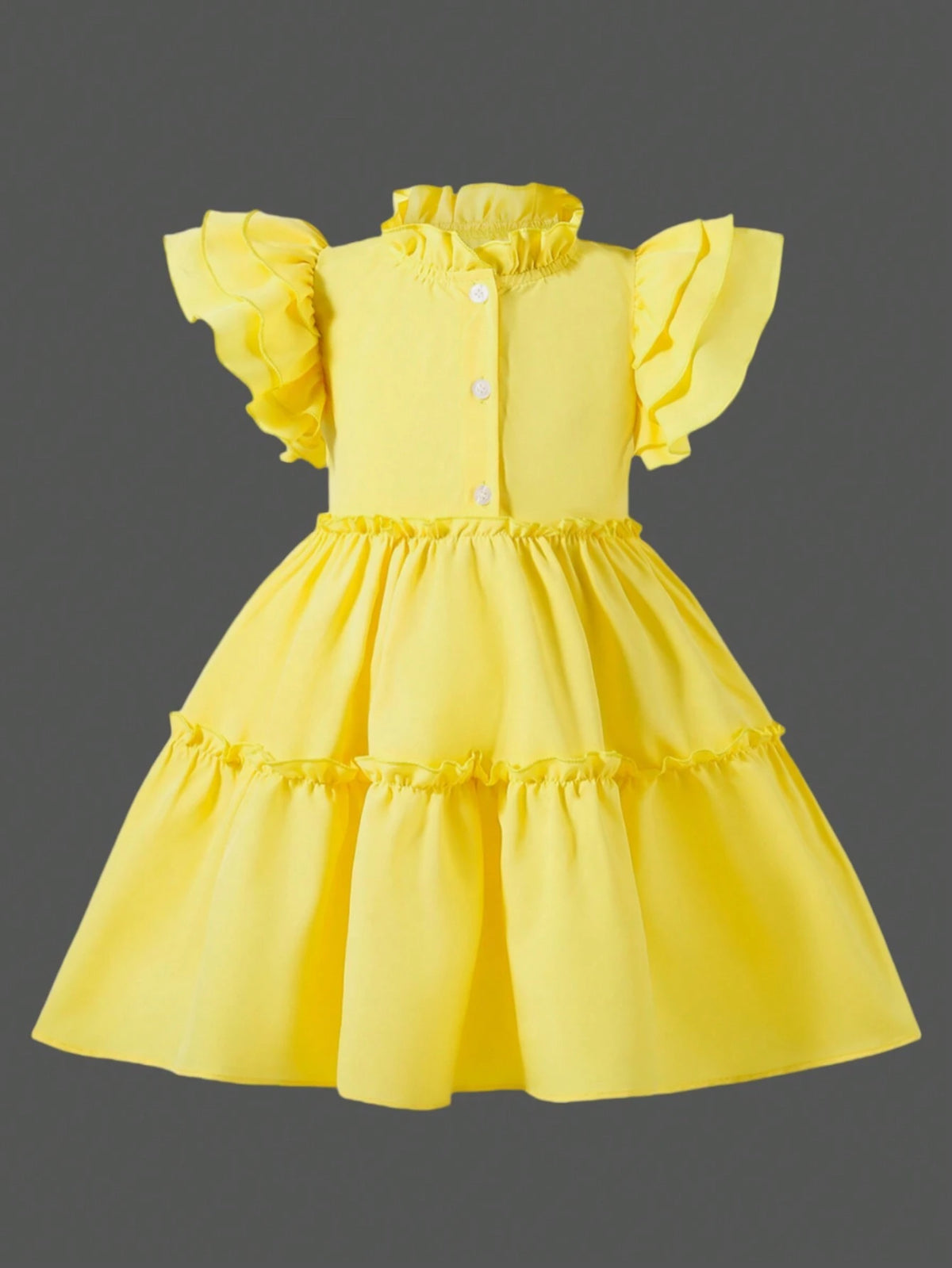 Young Girls' Texture Yellow Dress