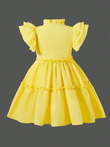 Young Girls' Texture Yellow Dress