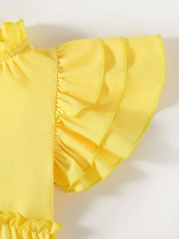 Young Girls' Texture Yellow Dress