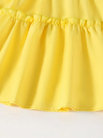 Young Girls' Texture Yellow Dress